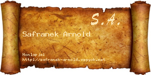 Safranek Arnold névjegykártya